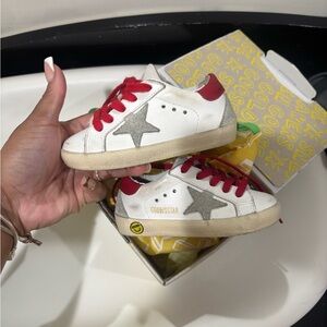 Golden Goose toddler White and Red Star Sneakers